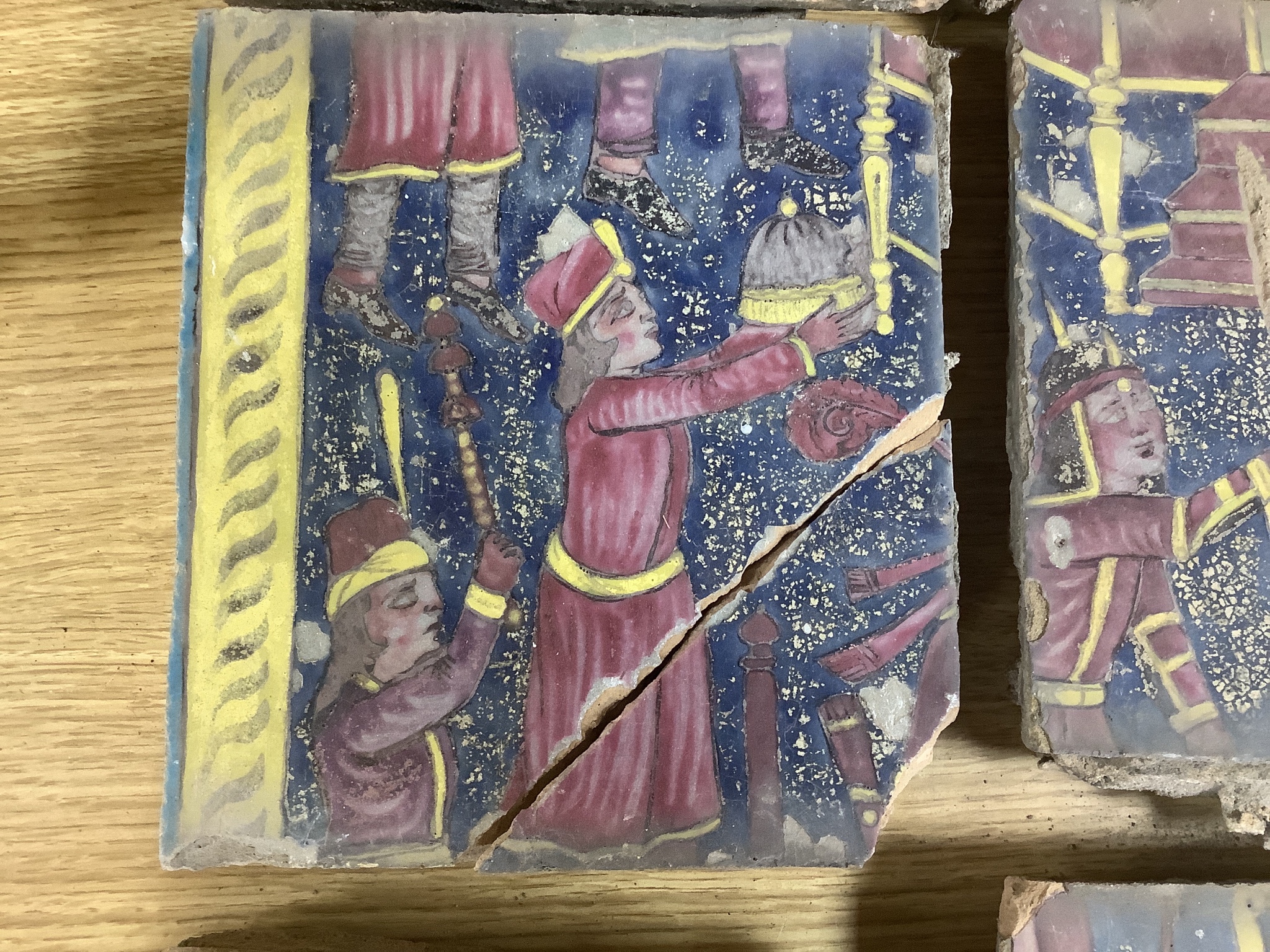 A 20th century Persian painted twelve tile panel.